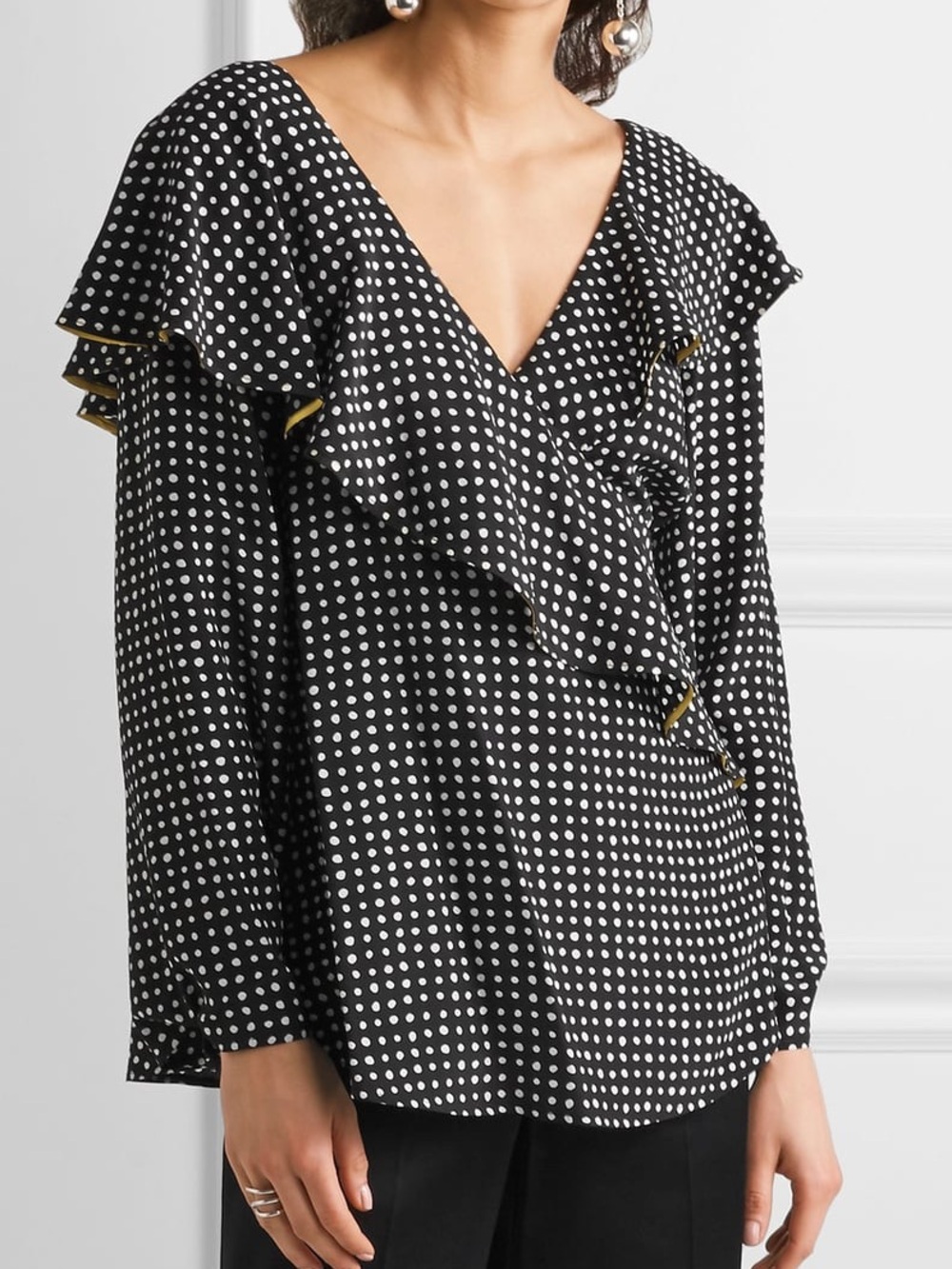 Diane von Furstenberg Ruffled Polka-dot Silk
Crepe De Chine Wrap Top